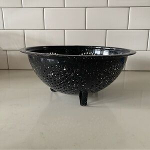 Black Speckled Enamel Metal Colander